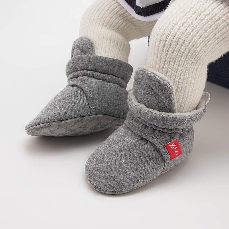 Babelvit Newborn Baby Boy Girl Soft Fleece Booties Stay On Infant Slippers Socks Shoe Non Skid Gripper Toddler First Walkers Winter Ankle Crib Shoes - Image 4